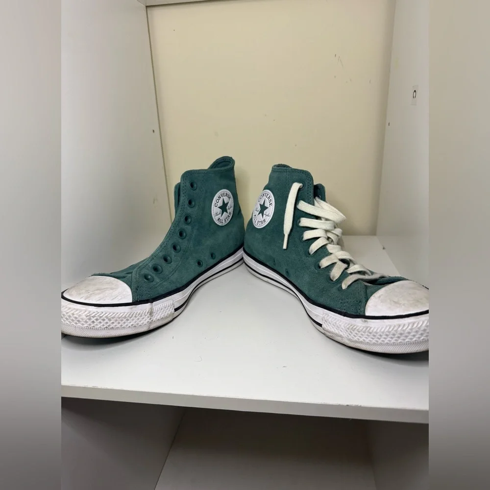 Converse All Star Chuck Taylor High Top women’s size 9.5 men 7.5 green suede - Picture 3 of 11